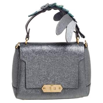 Pre Owned Anya Hindmarch Metallic Leather Small Dragonfly Bathurst Top Handle Bag