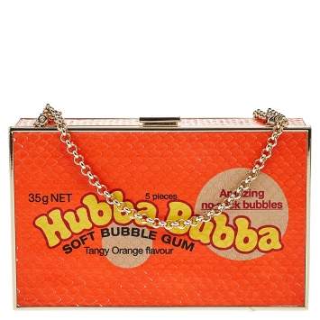 Pre Owned Anya Hindmarch Orange Python Hubba Bubba Clutch