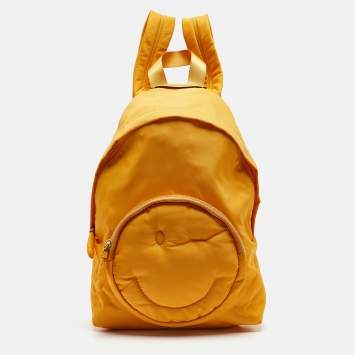Pre Owned Anya Hindmarch Mustard Nylon Smiley Backpack