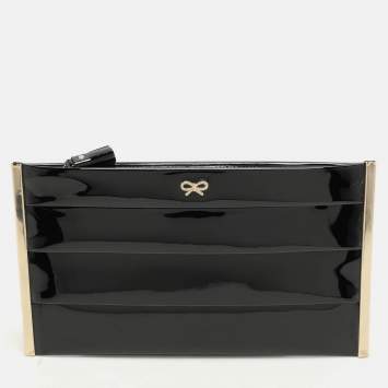 Pre Owned Anya Hindmarch Black Patent Leather Clutch