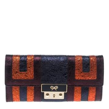 Pre Owned Anya Hindmarch Metallic Multicolor Ceramic Effect Patent Leather Continental Wallet