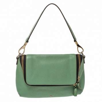 Pre Owned Anya Hindmarch Green Leather Zip Crossbody Bag