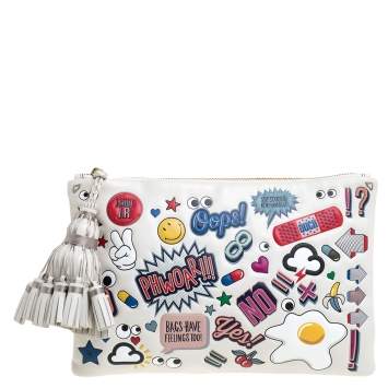 Pre Owned Anya Hindmarch Multicolor Leather All Over Stickers Georgiana Clutch