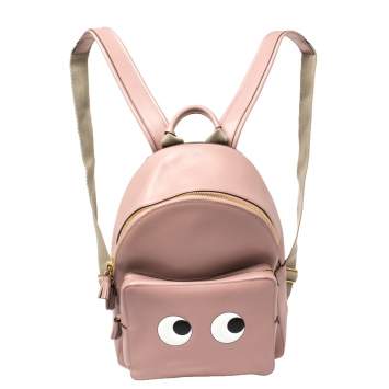 Pre Owned Anya Hindmarch Pink Leather Eyes Backpack 