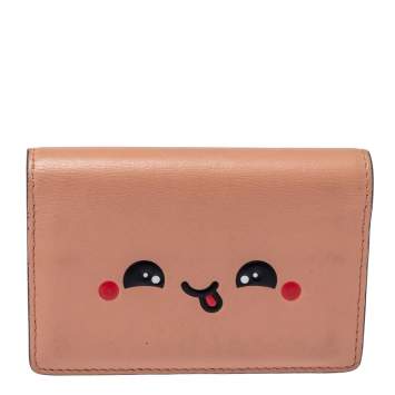 Pre Owned Anya Hindmarch Powder Pink Leather Card Case 