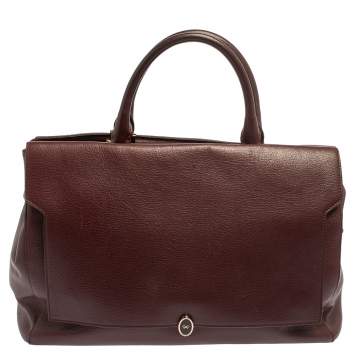 Pre Owned Anya Hindmarch Burgundy Leather Bathurst Top Handle Bag
