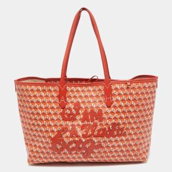 Pre Owned Anya Hindmarch Red/Orange Coated Canvas 'I Am A Plastic Bag' Tote