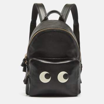 Pre Owned Anya Hindmarch Black Leather Mini Eyes Backpack
