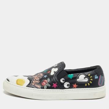 Anya Hindmarch Black Leather Slip On Sneakers Size 35