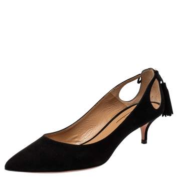 Pre Owned Aquazzura Black Suede Marilyn Pumps Size 37