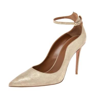 Pre Owned Aquazzura Beige Suede Dolce Vita Ankle Strap Pumps Size 41