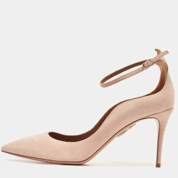 Pre Owned Aquazzura Pink Suede Ankle Strap Pumps Size 42