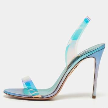 Pre Owned Aquazzura Transparent PVC So Nude Plexi Slingback Sandals Size 39