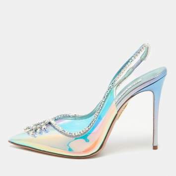 Pre Owned Aquazzura Iridescent PVC and Leather Seduction Pumps Size 40.5