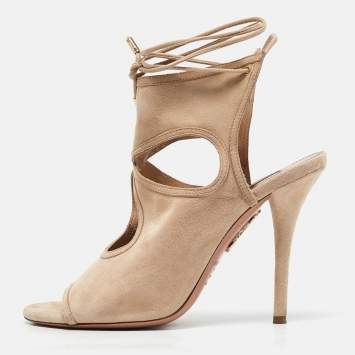 Pre Owned Aquazzura Beige Suede Sexy Thing Sandals Size 36
