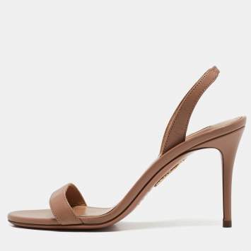 Pre Owned Aquazzura Beige Leather So Nude Slingback Sandals Size 35