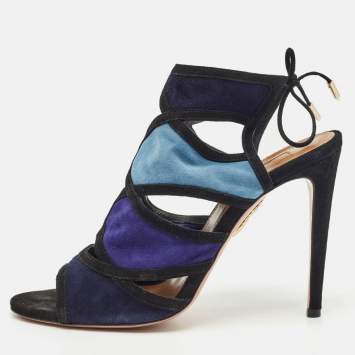 Aquazzura Multicolor Suede Vika Sandals Size 38.5