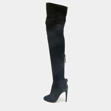 Pre Owned Aquazzura Black Suede Gainsbourg Knee Length Boots Size 35