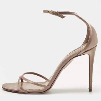 Pre Owned Aquazzura Beige Satin purist Ankle Strap Sandals Size 41