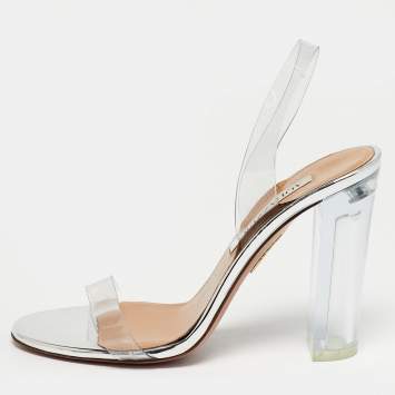 Pre Owned Aquazzura Transparent Leather and PVC So Nude Slingback Sandals Size 36