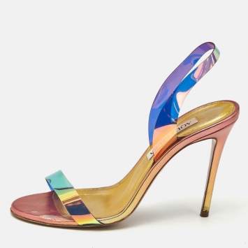 Pre Owned Aquazzura Multicolor/Iridescent  PVC So Nude Slide Sandals Size 36