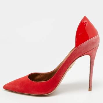 مملوكة مسبقًا Aquazzura Firenze Size 38.5 Red Patent Leather and Suede Pumps