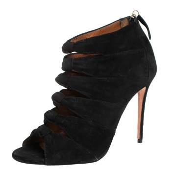 Pre Owned Aquazzura Black Suede Nasiba Booties Size 38