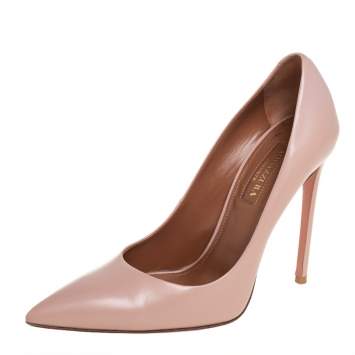 Pre Owned Aquazzura Beige Leather Pointed Toe Pumps Size 36