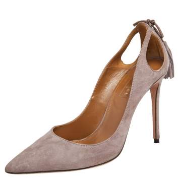 Pre Owned Aquazzura Mauve Suede Marilyn Pointed Toe Pumps Size 36