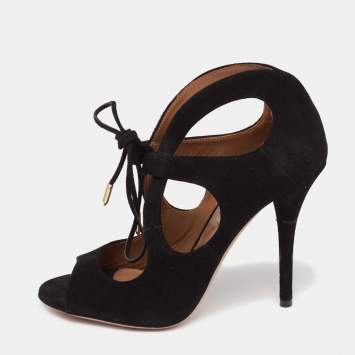 Aquazzura Black Suede C'est Chic Sandals Size 37