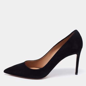 مملوكة مسبقًا Aquazurra  Black Suede Purist Pointed Toe Pumps Size 38 