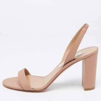 Pre Owned Aquazzura Powder Pink Leather So Nude Slingback Sandals Size 38 