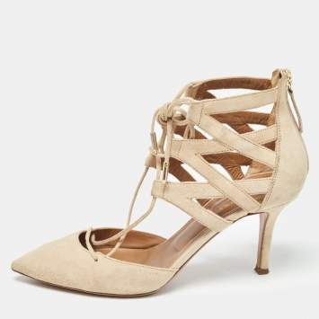 Pre Owned Aquazzura Beige Suede Belgravia Pumps Size 37