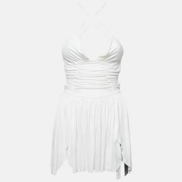 Pre Owned Are You Am I White Jersey Mini Dress S