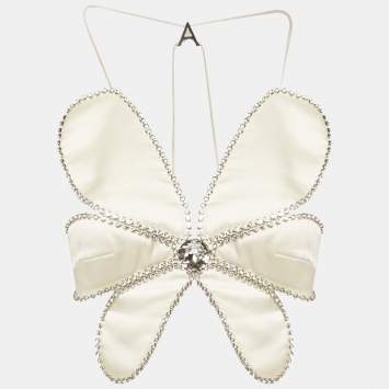 مملوكة مسبقًا سديري منطقة إكس دينغيون تشانغ كريمي مزين بالكريستال نايلون مبطن ريش مقاس وسط (ميديم)