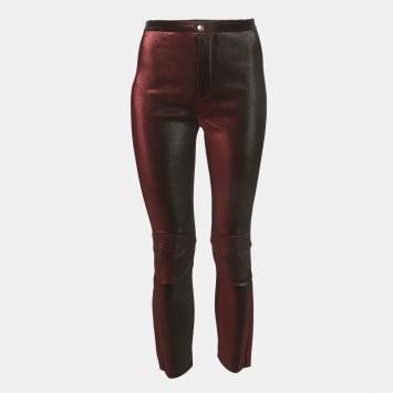 مملوكة مسبقًا Area Burgundy Lurex Knit Knee Panel Pants S