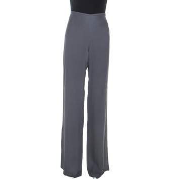 مملوكة مسبقًا Armani Collezioni Grey Crepe Wide Leg Trousers M
