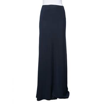 Pre Owned Armani Collezioni Navy Blue Crepe Maxi Skirt S