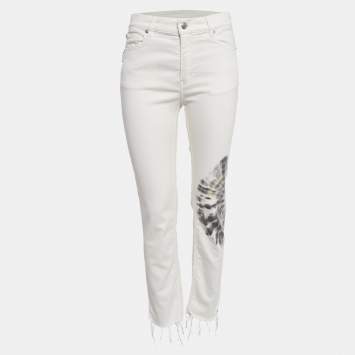 Pre Owned Zadig & Voltaire White Tie Dye Print Denim Jeans M Waist 29"
