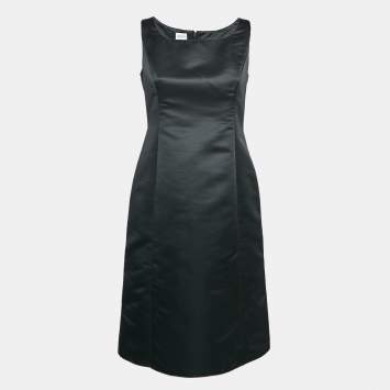Pre Owned Armani Collezioni Black Satin Sleeveless Mini Dress M