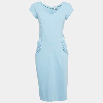 Pre Owned Armani Collezioni Blue Jersey Midi Dress M