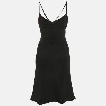Pre Owned Armani Collezioni Black Stretch Crepe Strappy Short Dress S