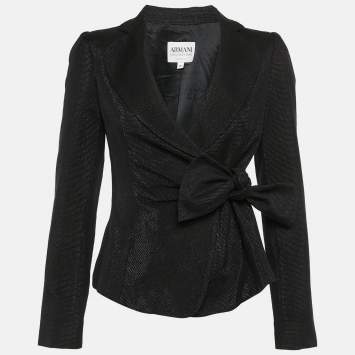 Pre Owned Armani Collezioni  Black Lurex Cotton Wrap Around Blazer S