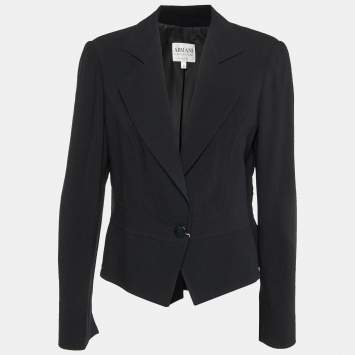 Armani Collezioni Black Crepe Peplum Blazer L