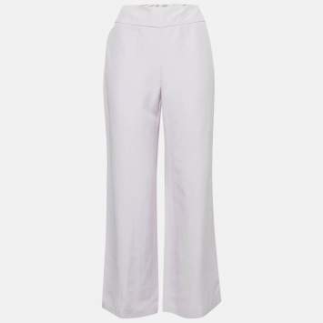 Armani Collezioni Light Purple Crepe Wide-Leg Trousers M