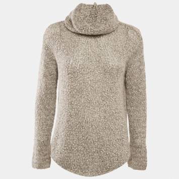 Armani Collezioni Grey Patterned Knit Turtle Neck Sweater M