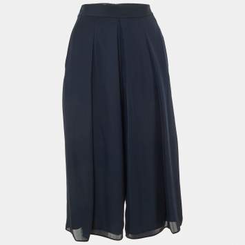 مملوكة مسبقًا Armani Collezioni Navy Blue Crepe Culottes S