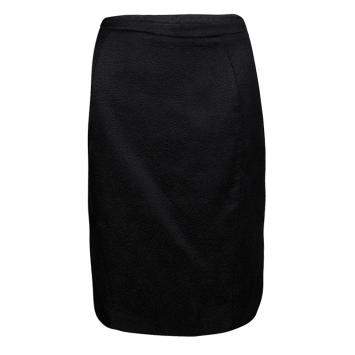 Pre Owned Armani Collezioni Black Textured Wool Silk Pencil Skirt S