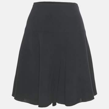 مملوكة مسبقًا Armani Collezioni Navy Blue Wool Flared Mini Skirt M