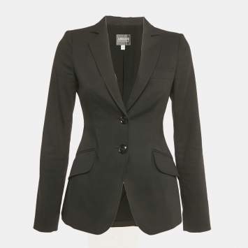 مملوكة مسبقًا Armani Collezioni Black Gabardine Tailor Fit Blazer S